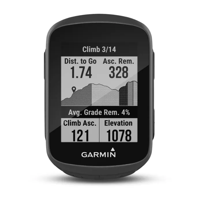 Ciclocomputador com GPS Garmin Edge 130 Plus, vista frontal. Imagem retirada do site da Garmin.